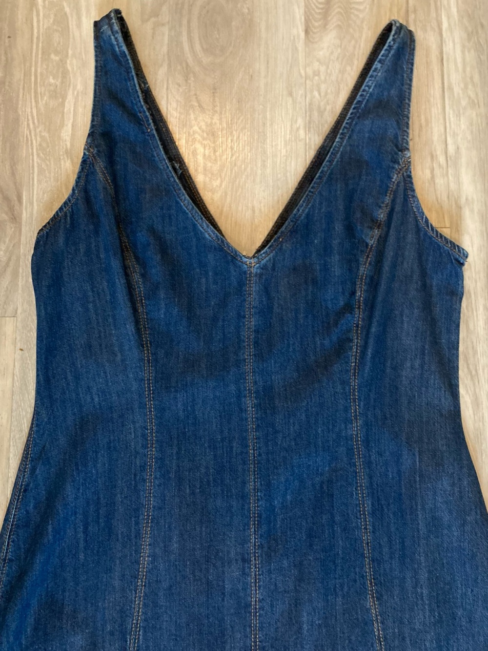 Reformation Serafina Denim Midi Dress Size 10 Dark Wash Mermaid Flare $248 - Picture 4 of 14